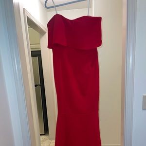 red mermaid prom dress